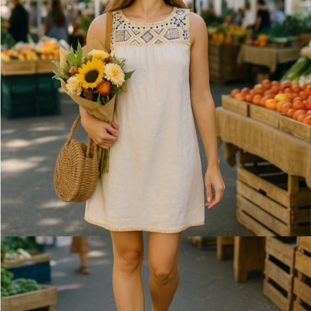 C&C California White and Gold Patterned Midi Dress